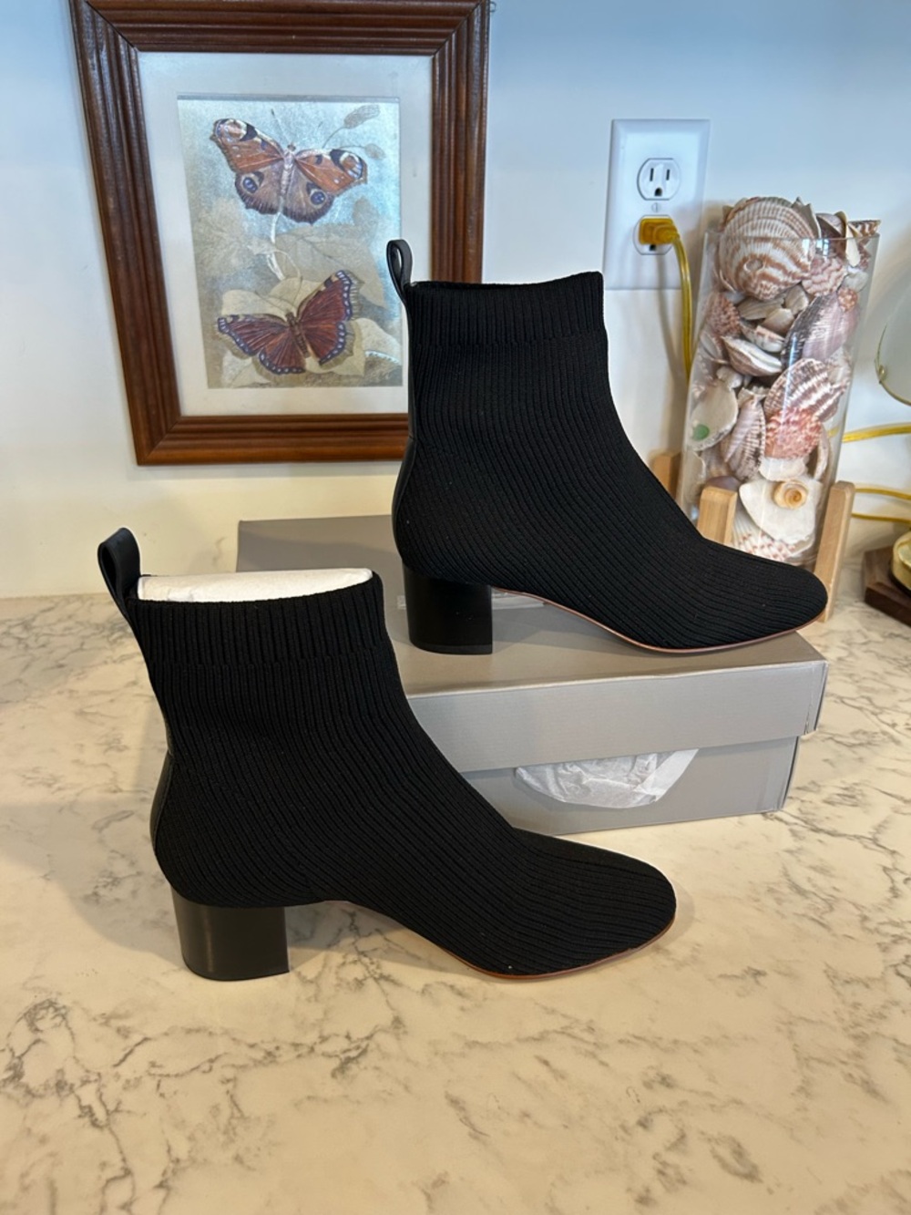 NWT Everlane‎ The Glove Boot in ReKnit Black Heeled Bootie Size 6